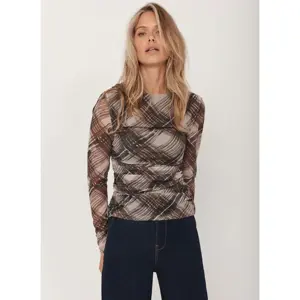 Mint Velvet Brown Checked Mesh Top